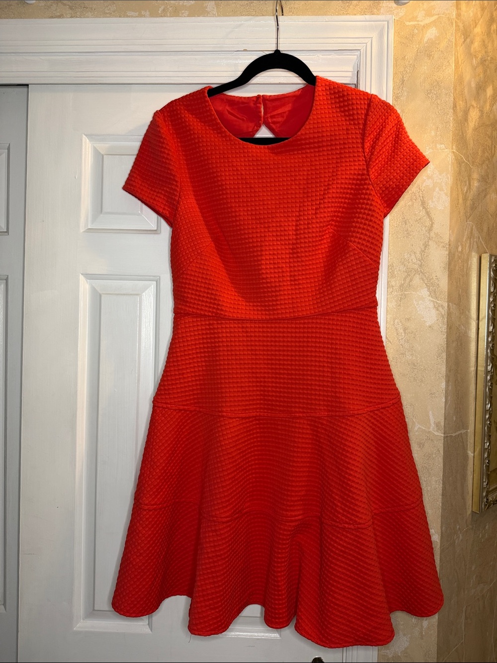 Eliza J Coral Textured Fit & Flare Dress